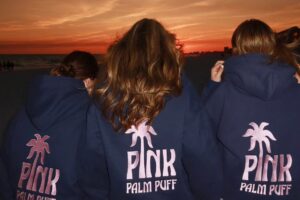 pink palm puff hoodie