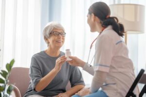 Smiling patient and doctors