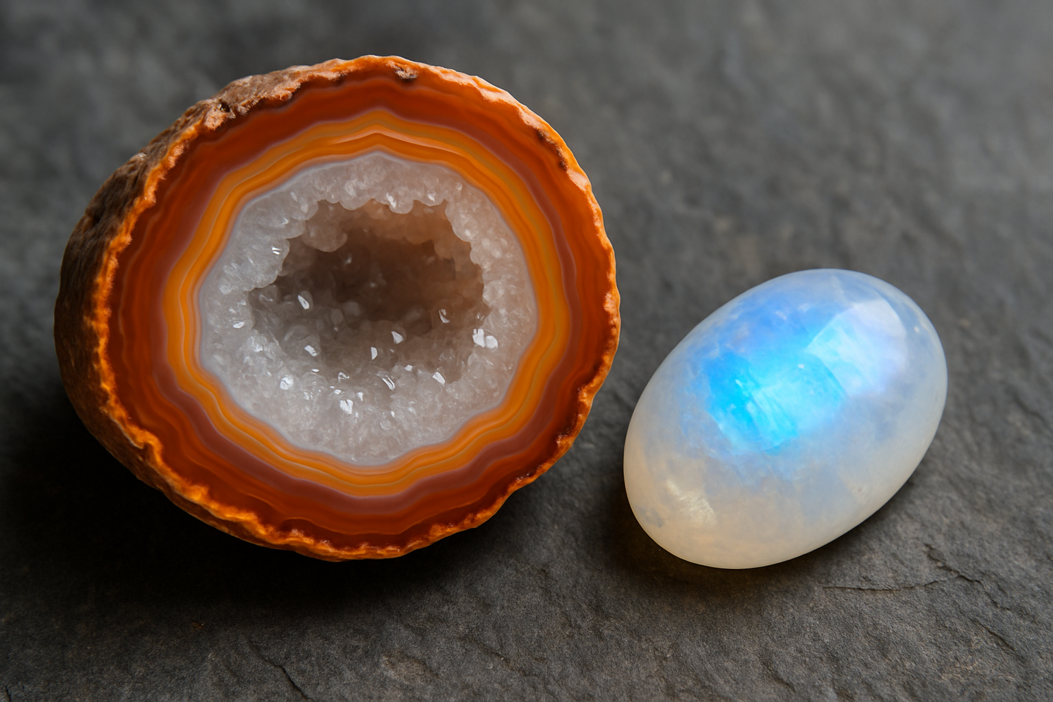 Agate and Moonstone crystal